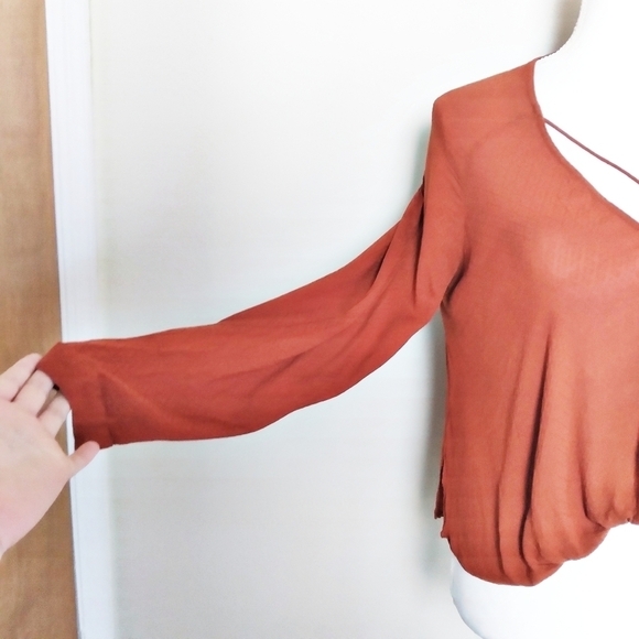 Urban Outfitters Silence + Noise Criss Cross Lowcut Strappy Orange Top - Picture 4 of 7